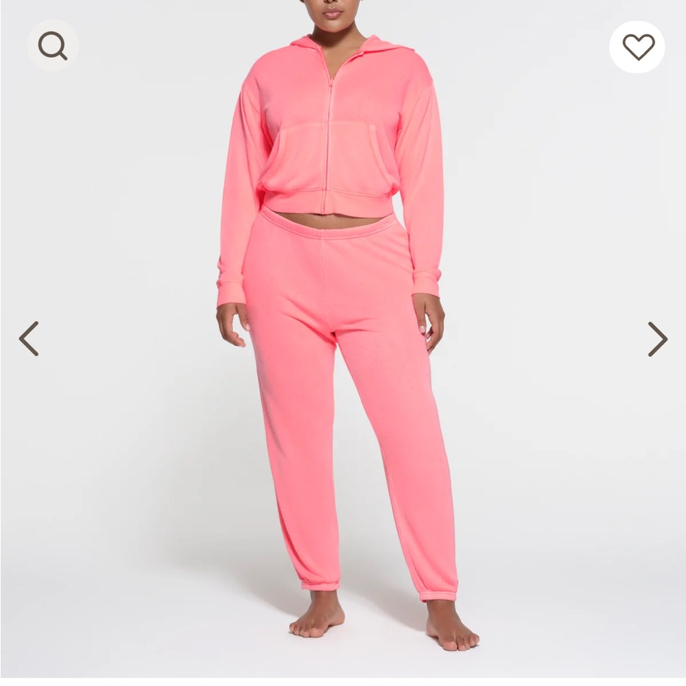 Skims Modal French Terry set Zip up in size small and joggers size xsmall coral